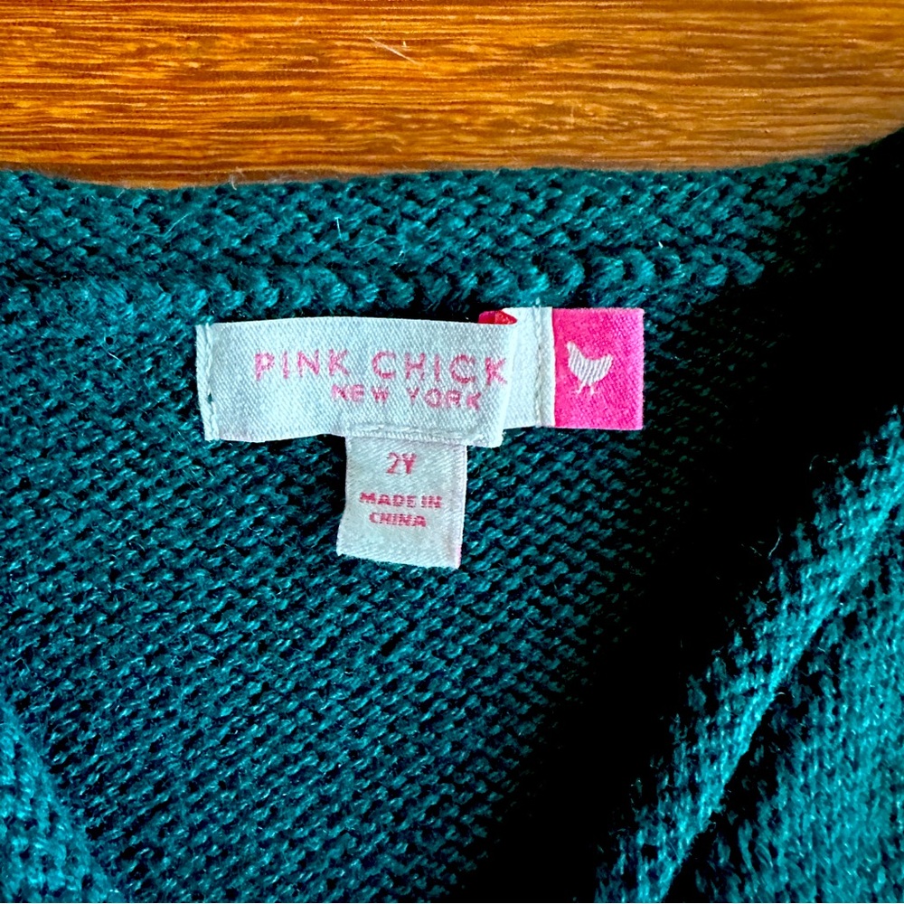 Pink Chicken Green Fringe Cardigan - Sz 2T (runs big) - Picture 3 of 9